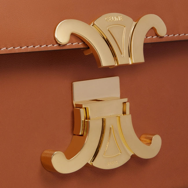 TRIOMPHE SHOULDER BAG IN NATURAL CALFSKIN TAN