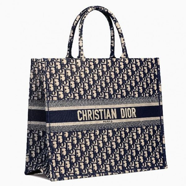 D Book Tote Bag In Blue Oblique Canvas