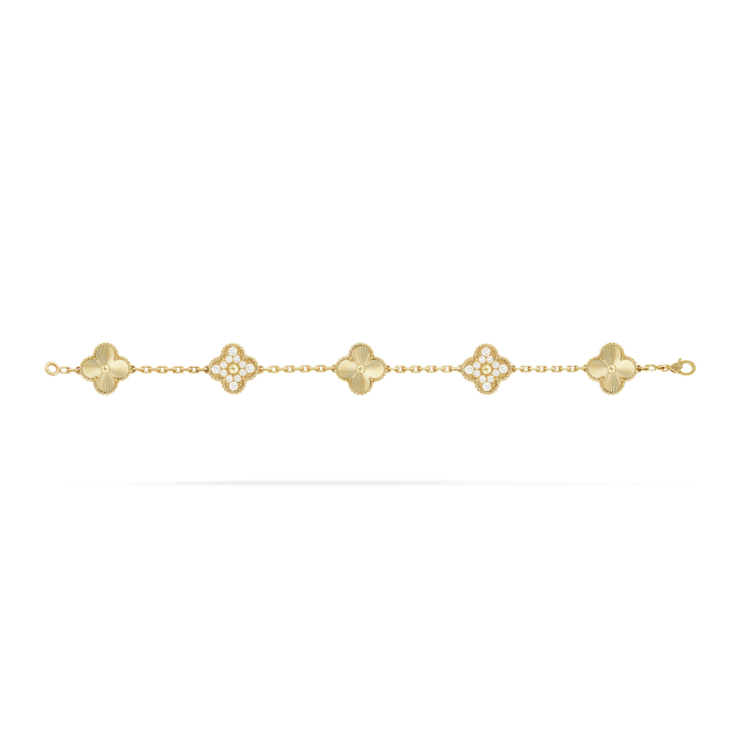 VAN CLEEF & ARPELS Vintage Alhambra Diamond Bracelet Laser Gold