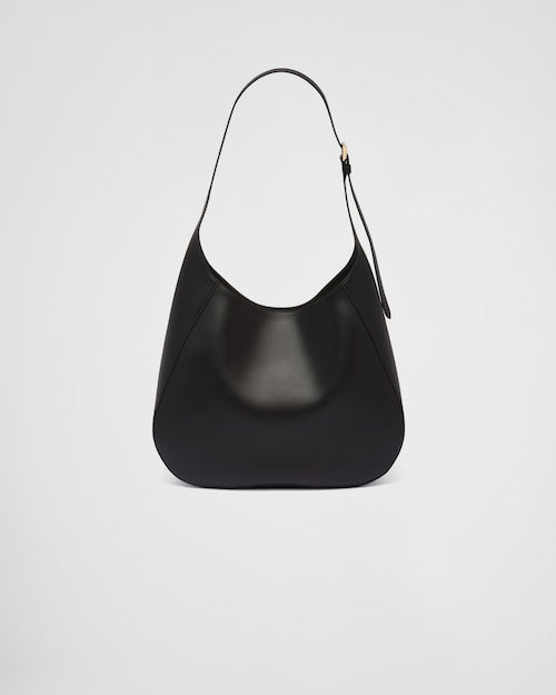 PP Large leather shoulder bag with topstitching - Black