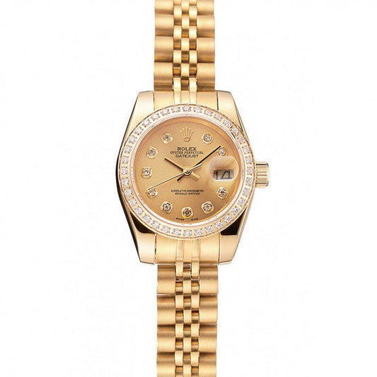 Swiss Rw Lady-Datejust Champagne Dial Diamond Bezel Gold Jubilee Bracelet 1454096