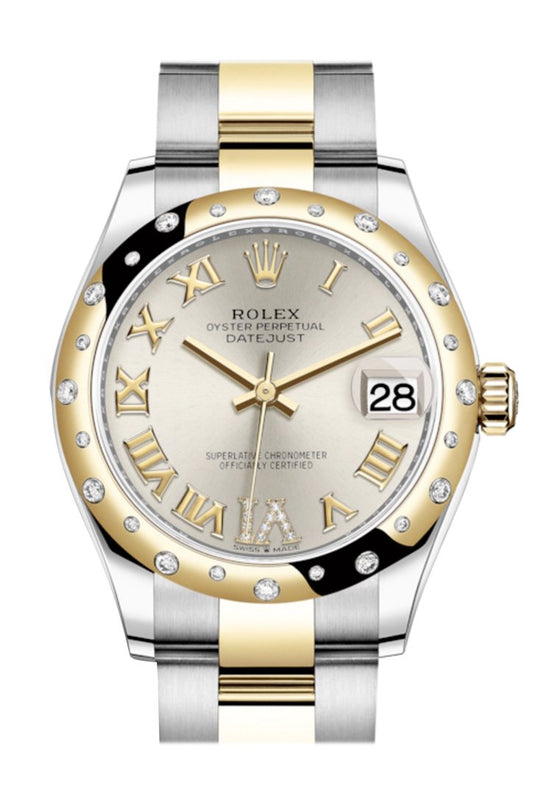 Rlx Datejust 31 Silver Large VI diamonds Dial Diamond Bezel Yellow Gold Two Tone Watch 278343RBR 278343 NP