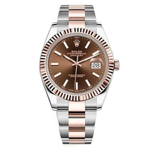 Rlx Oyster Perpetual Datejust 41 Watch, chocolate dial, Two-tone Oyster bracelet, Fluted bezel,