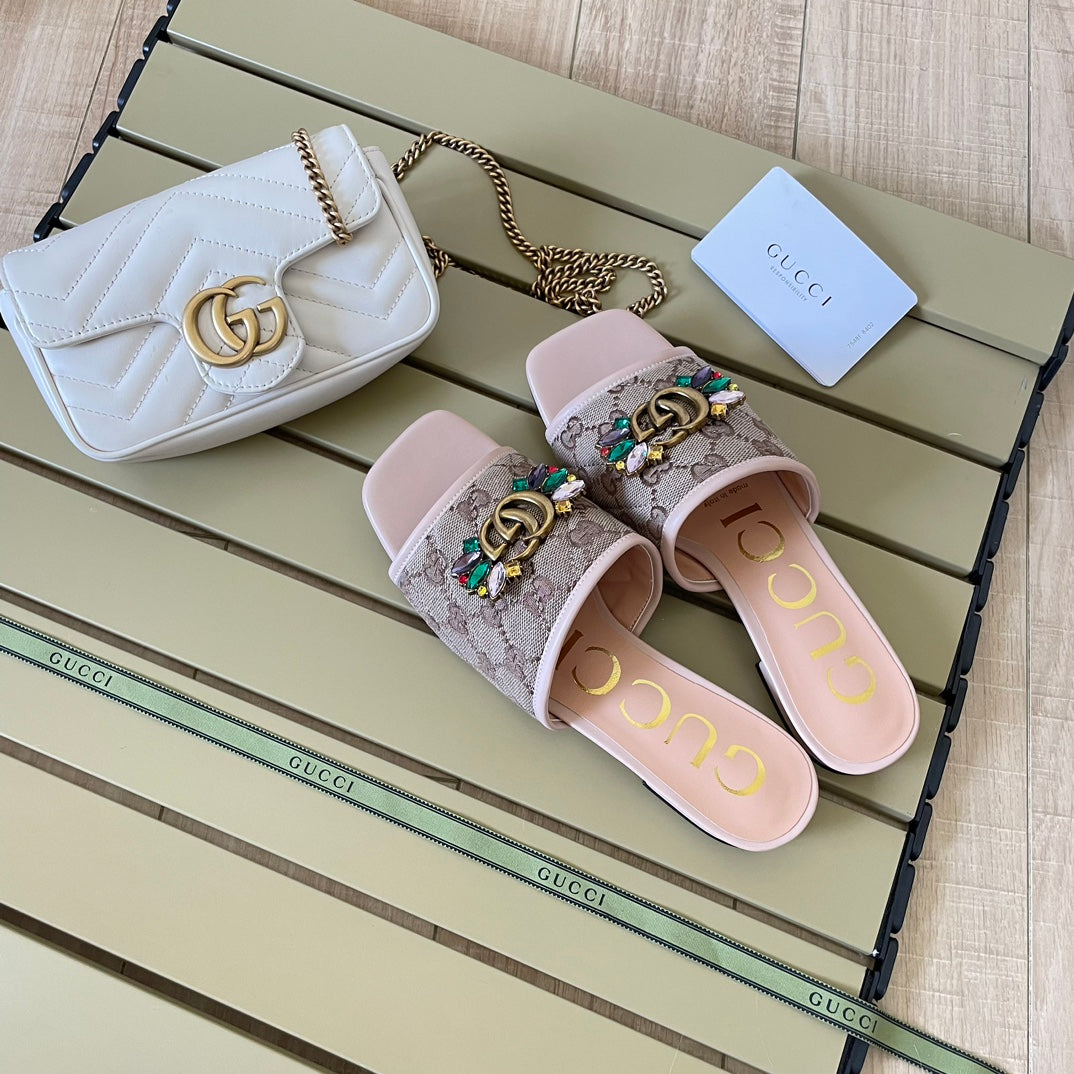 Vintage Embossed Canvas Slippers