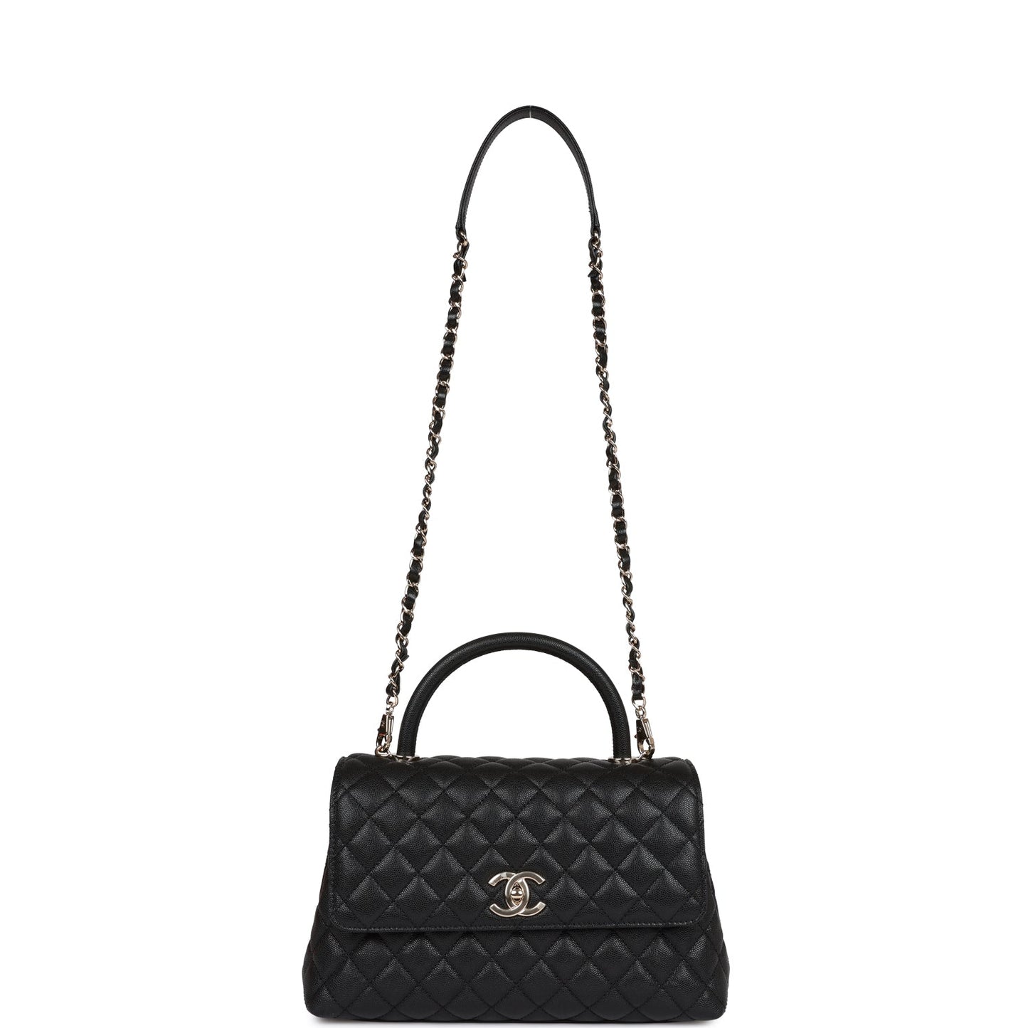 CC Small Coco Handle Flap Bag Black Caviar Light Gold Hardware