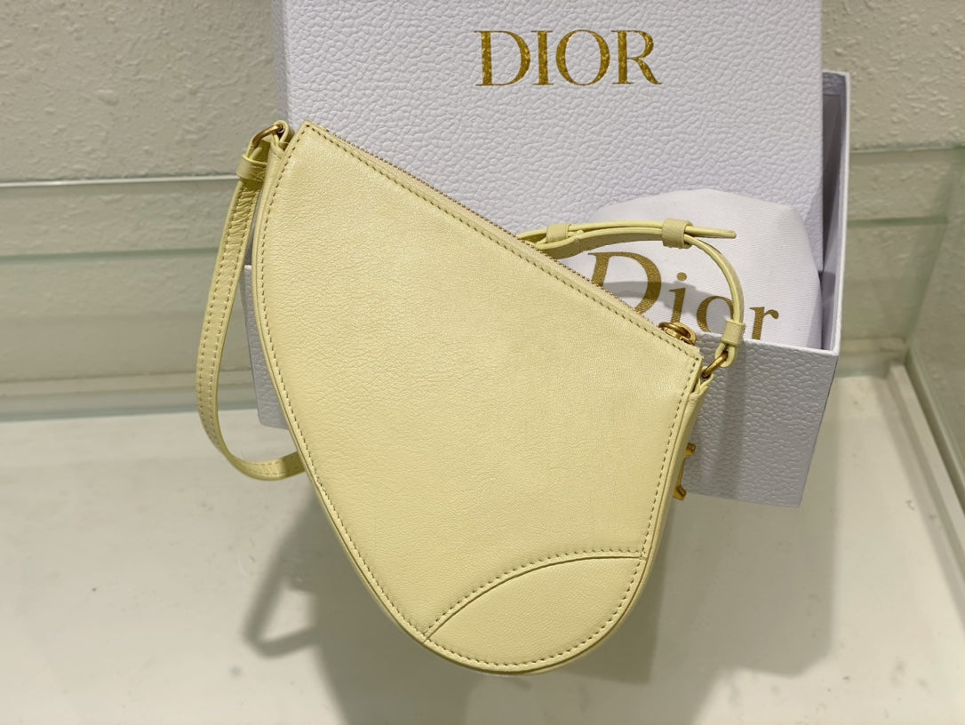 Christian Dior SADDLE SHOULDER POUCH BAG YELLOW 20x15x4cm
