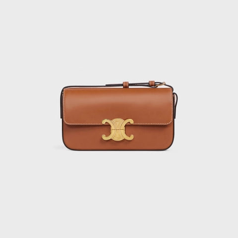 TRIOMPHE SHOULDER BAG IN NATURAL CALFSKIN TAN