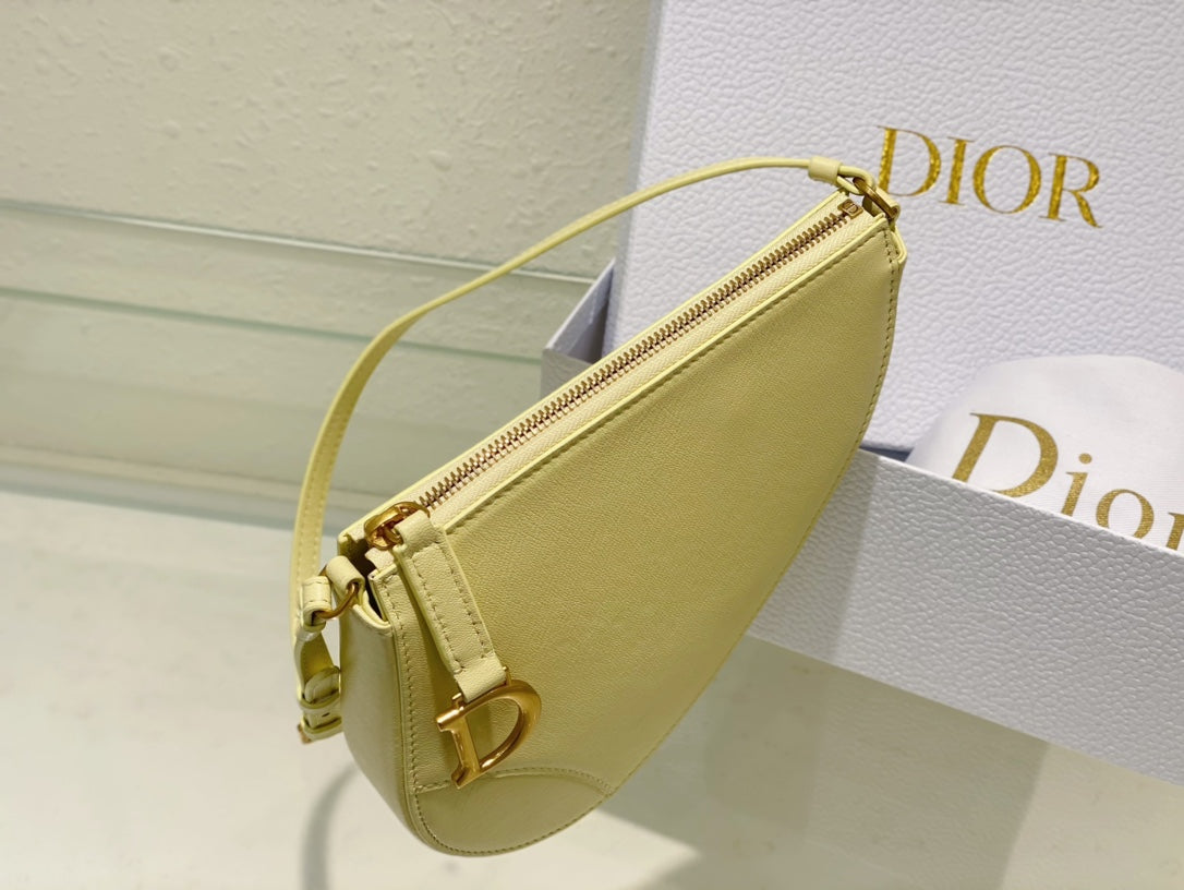 Christian Dior SADDLE SHOULDER POUCH BAG YELLOW 20x15x4cm