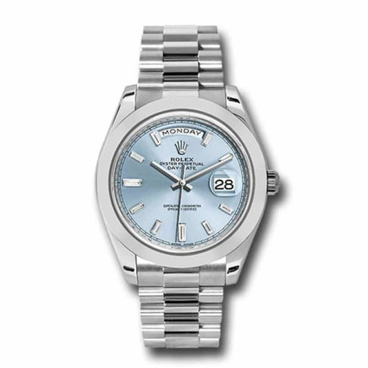 Rlx Day-Date 40 Presidential Blue dial, Smooth Bezel, President bracelet, Watch 228206-0002