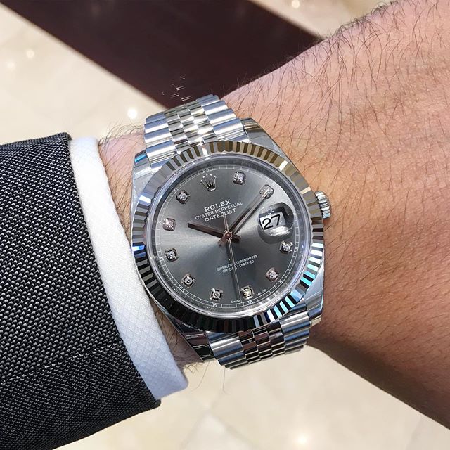 Rlx DateJust 41 Rhodium Diamond Dial 126334 -0006 Steel & 18k White Gold