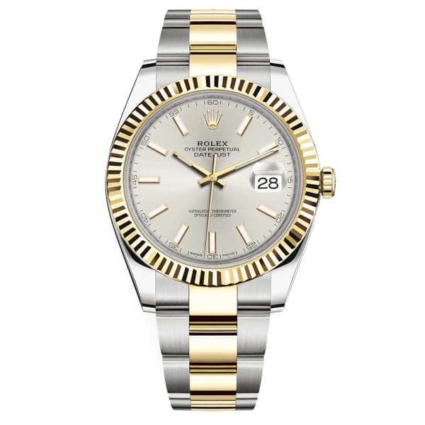 Rlx Oyster Perpetual Datejust 41 Watch Silver dial, Two-tone, Fluted bezel 126333-0001