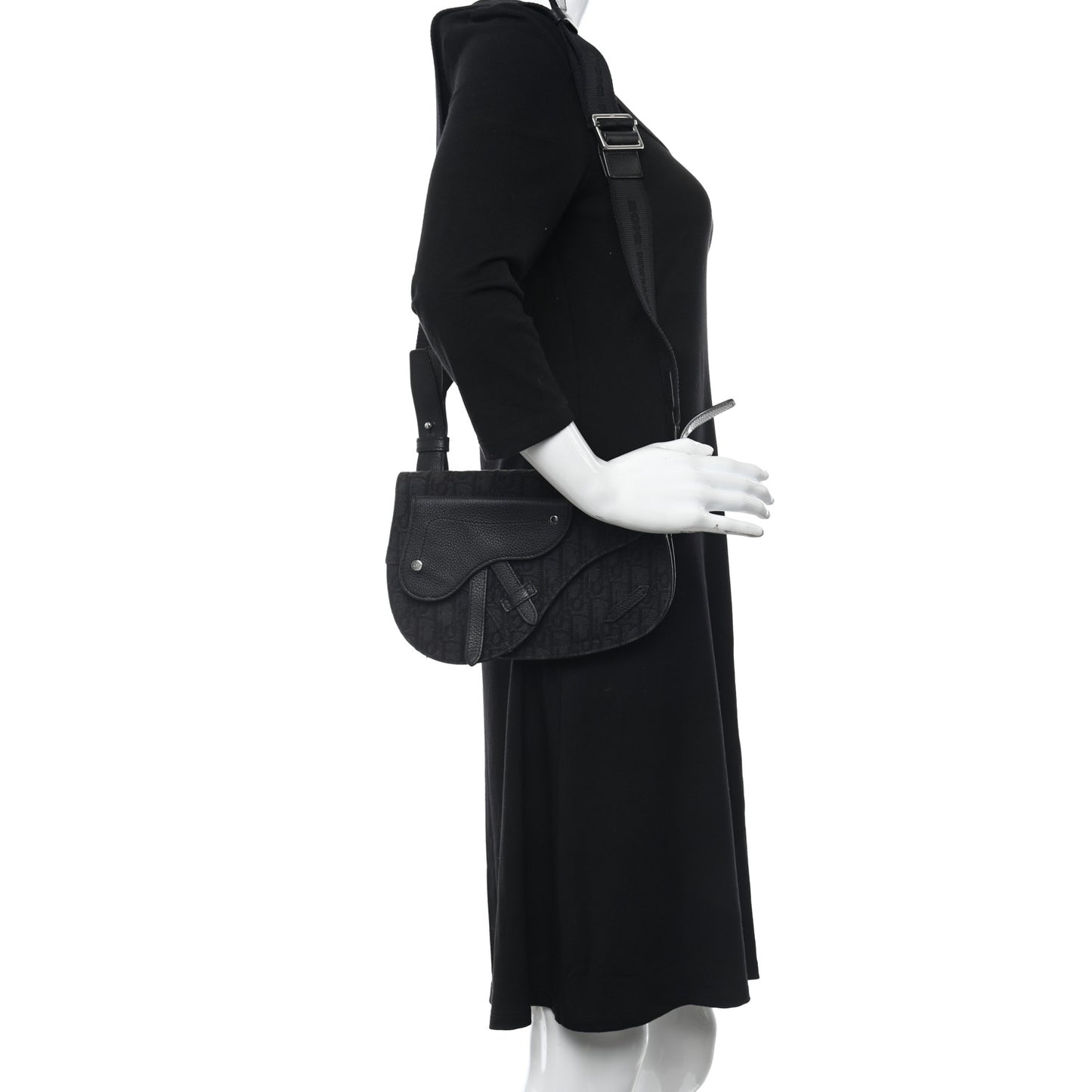 CHRISTIAN D Oblique Saddle Messenger Bag Blue Black