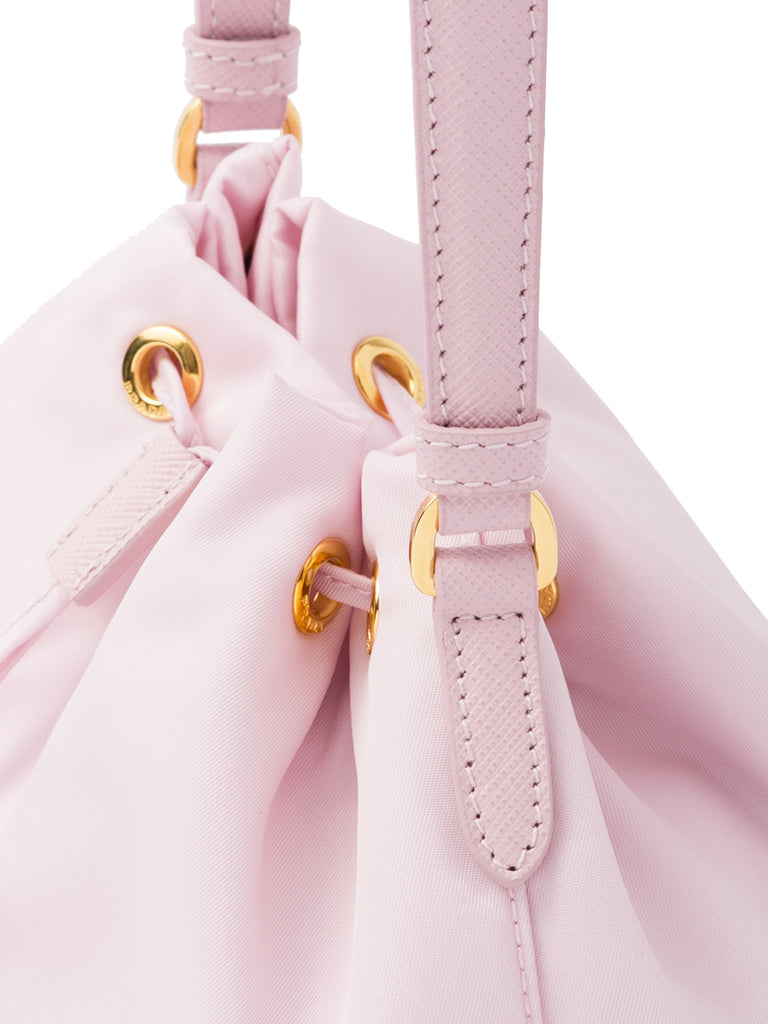 PP Duet Re-Nylon Bucket Shoulder Bag in Alabaster Pink