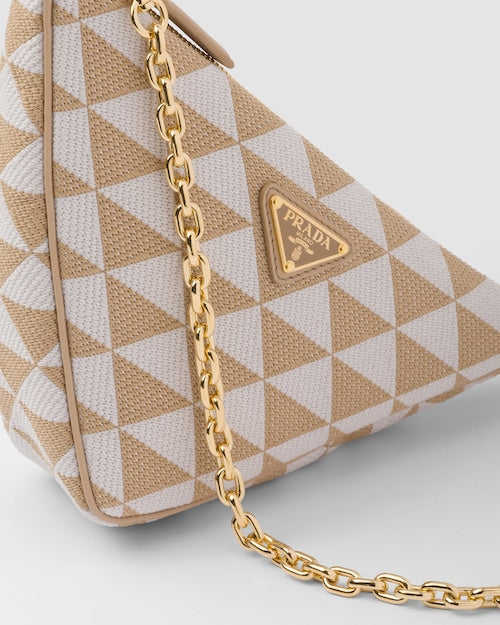 Embroidered fabric mini-bag - Beige/Chalk White