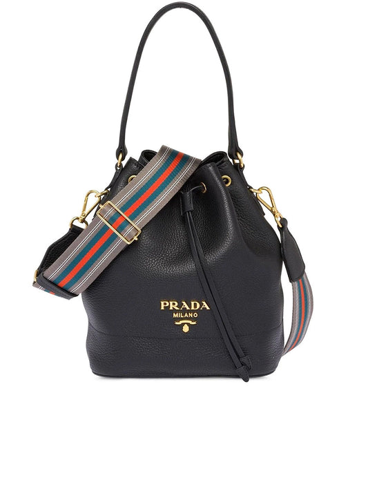 PP Leather Bucket Bag in Black