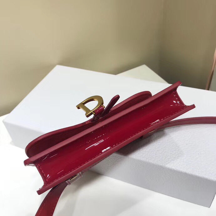 D Saddle Belt Bag In Red Patent Leather