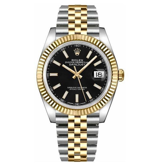 Rlx Datejust 41 Black Dial Men's Gold & Steel Watch 126333-0014