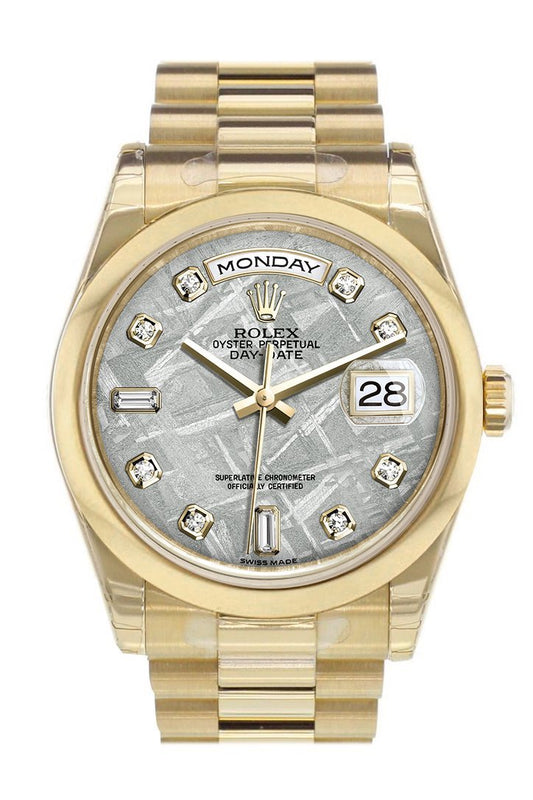 RLX Day-Date 36 Meteorite set with Diamonds Dial President Yellow Gold Watch 118208