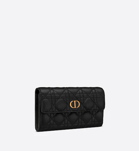 D CARO WALLET Black Supple Cannage Calfskin