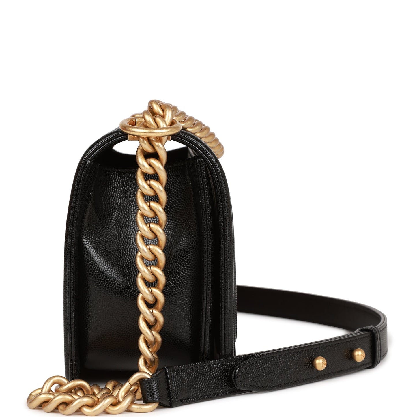 CC Medium Boy Bag Black Caviar Antique Gold Hardware