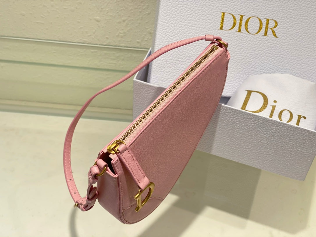 Christian Dior SADDLE SHOULDER POUCH BAG PINK 20x15x4cm