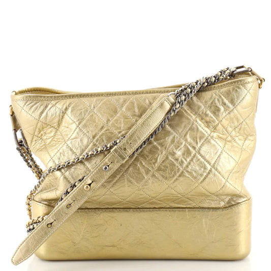 CC Gabrielle Hobo Quilted Metallic Aged Calfskin Large