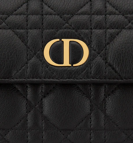 D CARO WALLET Black Supple Cannage Calfskin