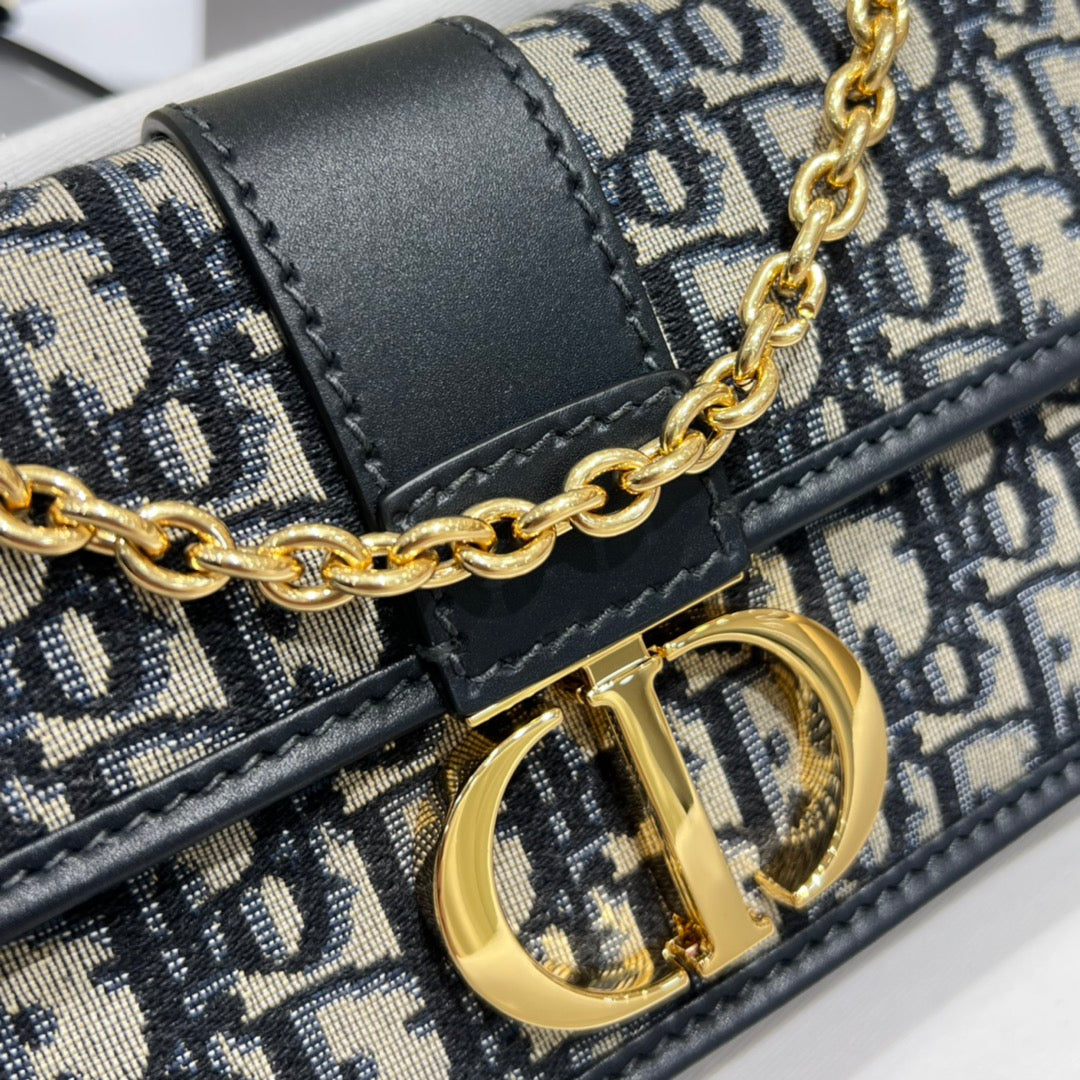 Dior Navy Blue Oblique Canvas and Leather 30 Montaigne Bag