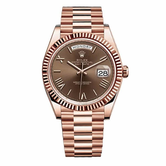 Rlx Day-Date 40 Presidential Chocolate Roman numerals Dial 18K Everose Gold Automatic Men's Watch