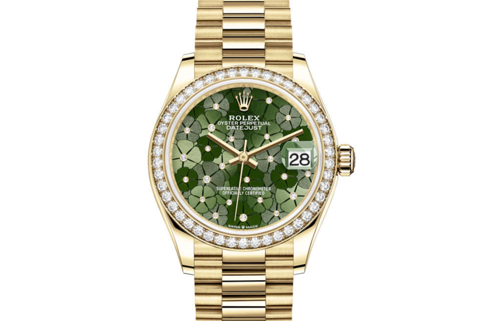 LadyRlx DATEJUST 31 Olive Green, Floral Motif Set With Diamonds .278288RBR