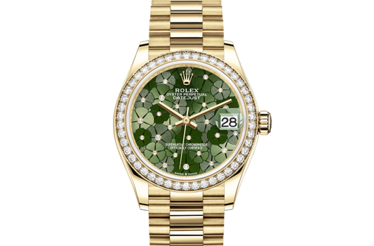 LadyRlx DATEJUST 31 Olive Green, Floral Motif Set With Diamonds .278288RBR