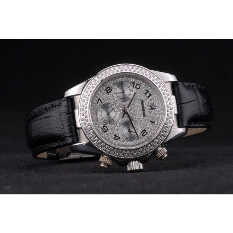 Rw Daytona Lady Stainless Steel Case Crystal Studded Bezel Crystal Studded Dial