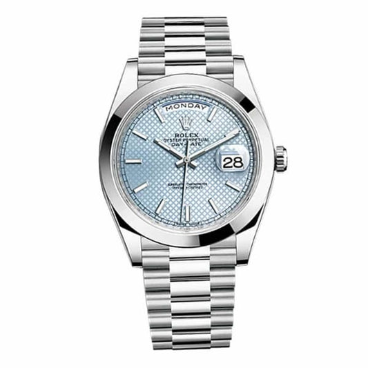 Rlx Day-Date 40 Presidential Blue dial, Smooth Bezel, President bracelet, Watch 228206-0004