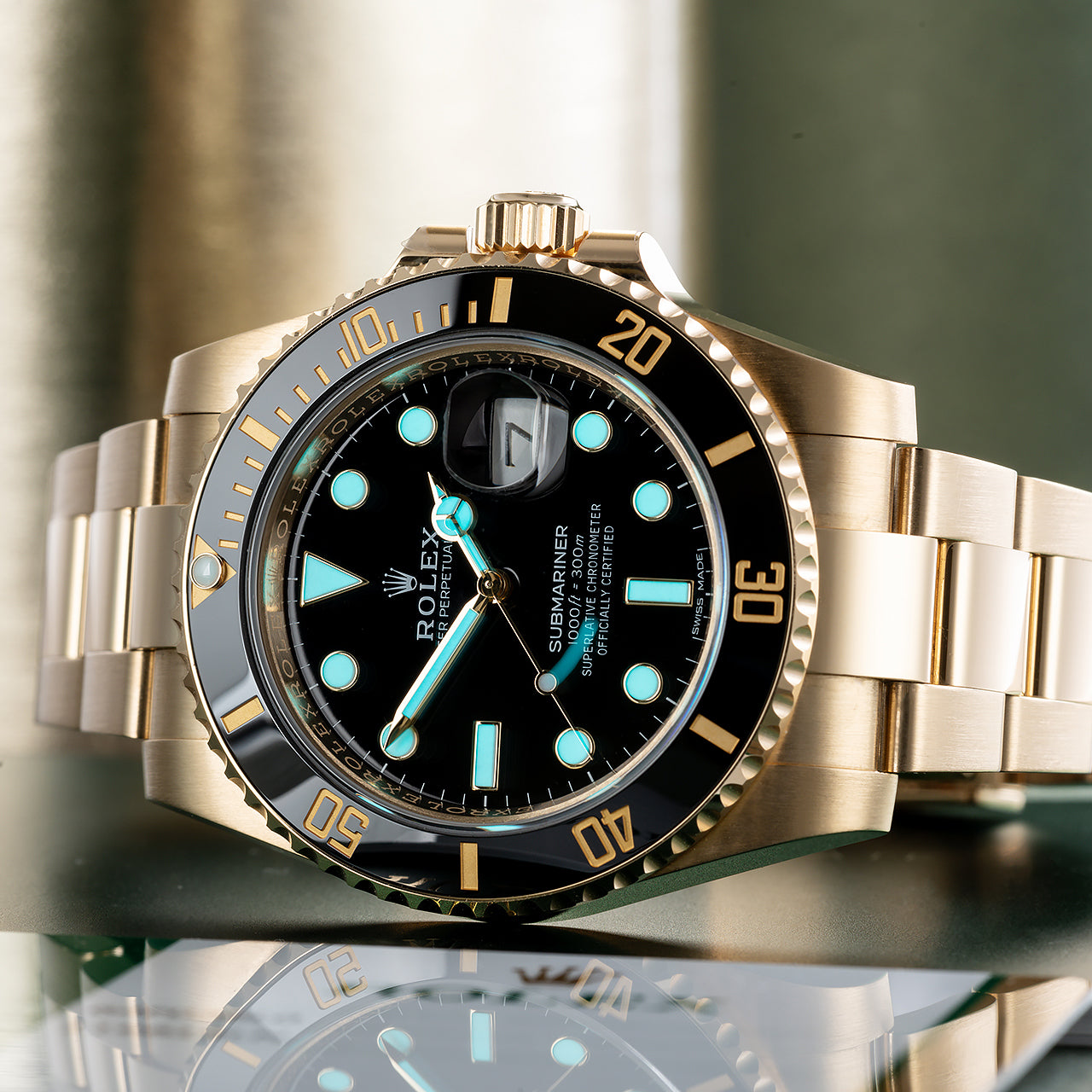 RLX Perpetual Submariner Date 41mm Black Dial Yellow Gold 126618LN