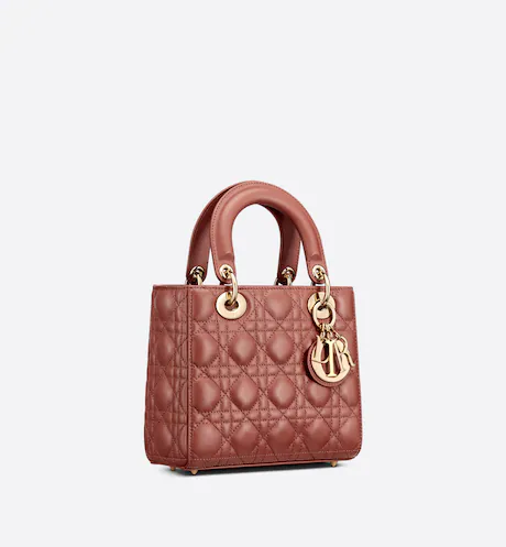 SMALL LADY D MY ABCD BAG Rust-Colored Cannage Lambskin