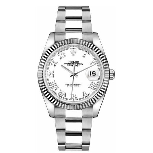 Rlx Datejust 36 18k White Gold Fluted Bezel Watch 126234-0026