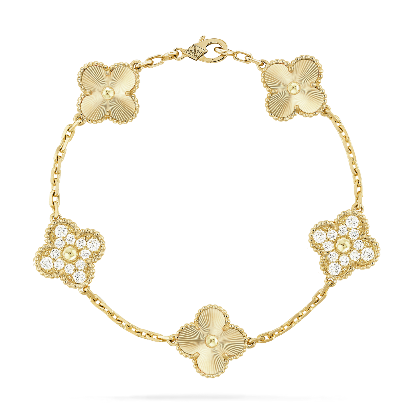 VAN CLEEF & ARPELS Vintage Alhambra Diamond Bracelet Laser Gold