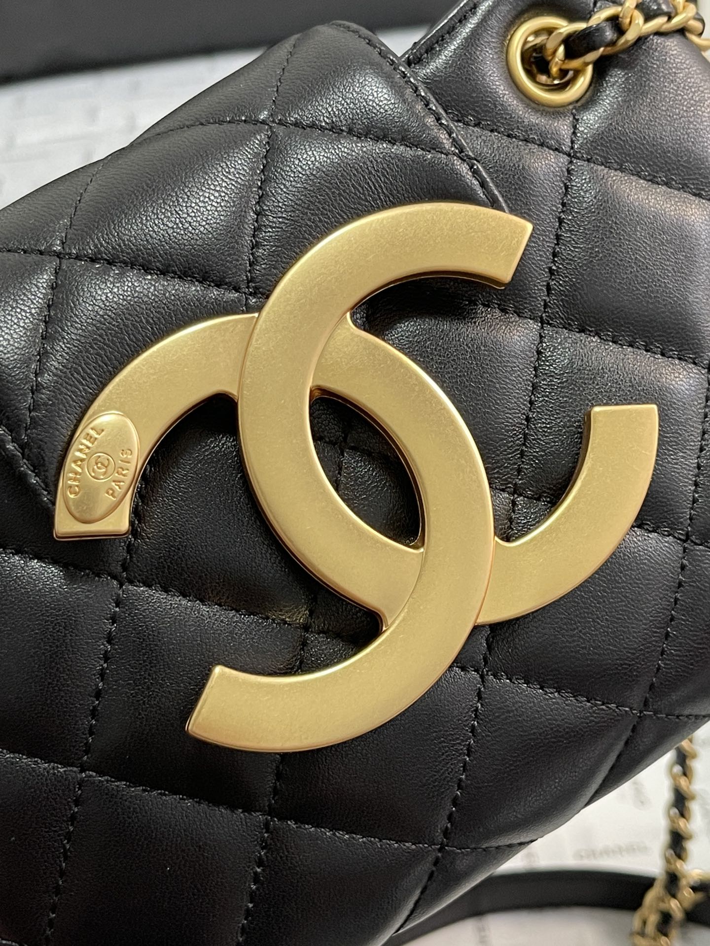 Chanel 24C Vintage Logo Small Quilted Lambskin Shoulder Bag AS4609 Black