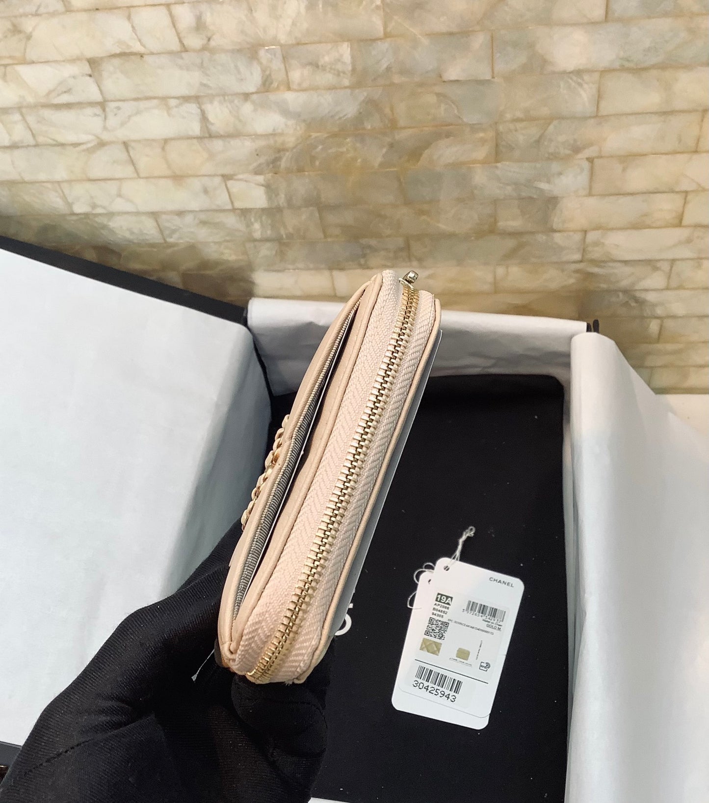 cc CO-CO Card Holder 12cm/4.7in Gold Hardware For Women Beige