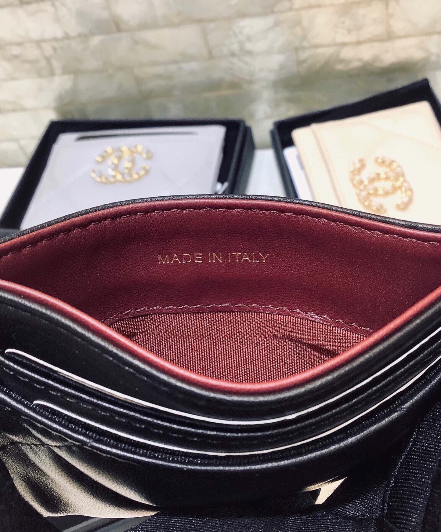 cc CO-CO 19 Card Holder Wallet 11cm/4.3in Gold Toned Hardware For Women Black