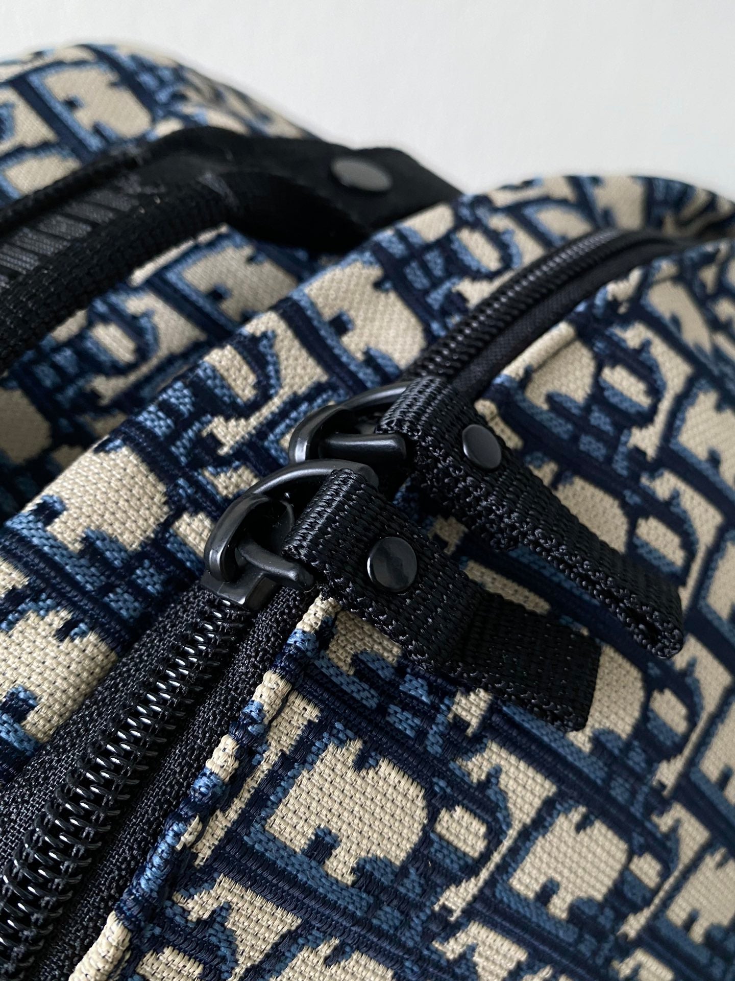 CHRISTIAN DIOR Blue Oblique Canvas Diortravel Backpack Bag 35x41x15cm