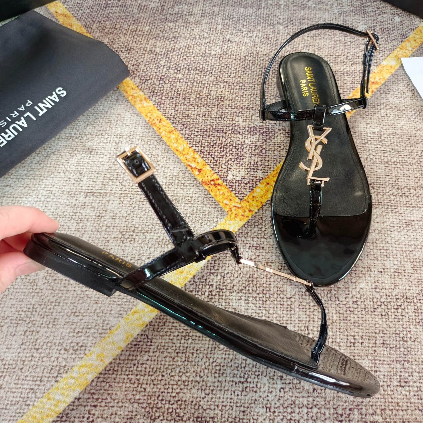 Logo-embellished leather slingback sandals