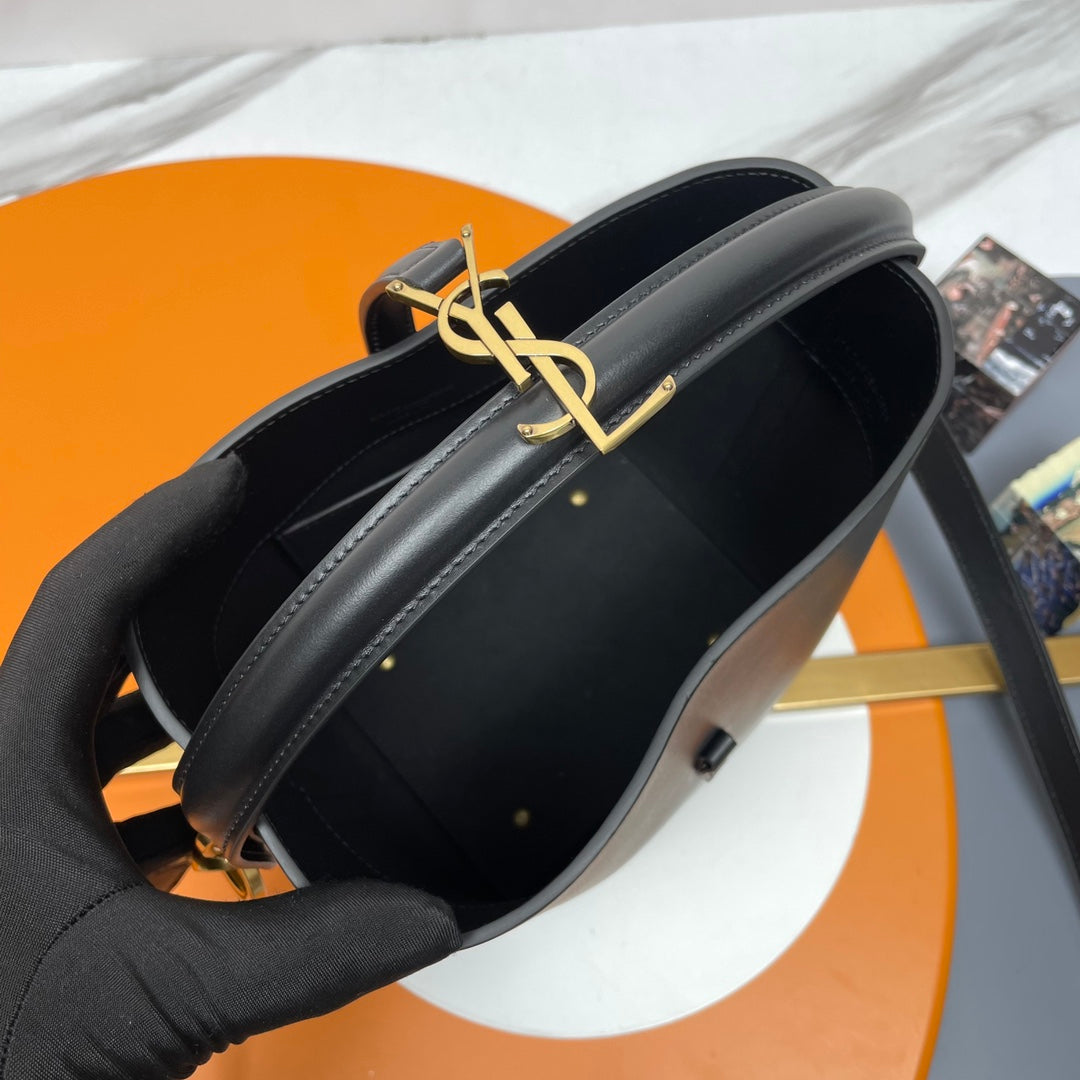 SAINT LAURENT LE 37 Mini Shiny Leather Bucket Bag