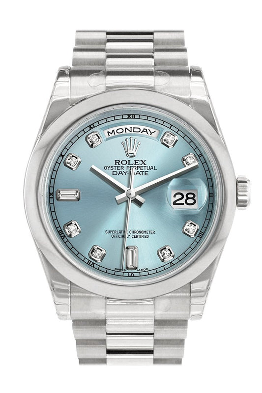 RLX Day Date 36 Ice Blue set Diamonds Dial President Men's Watch 118206