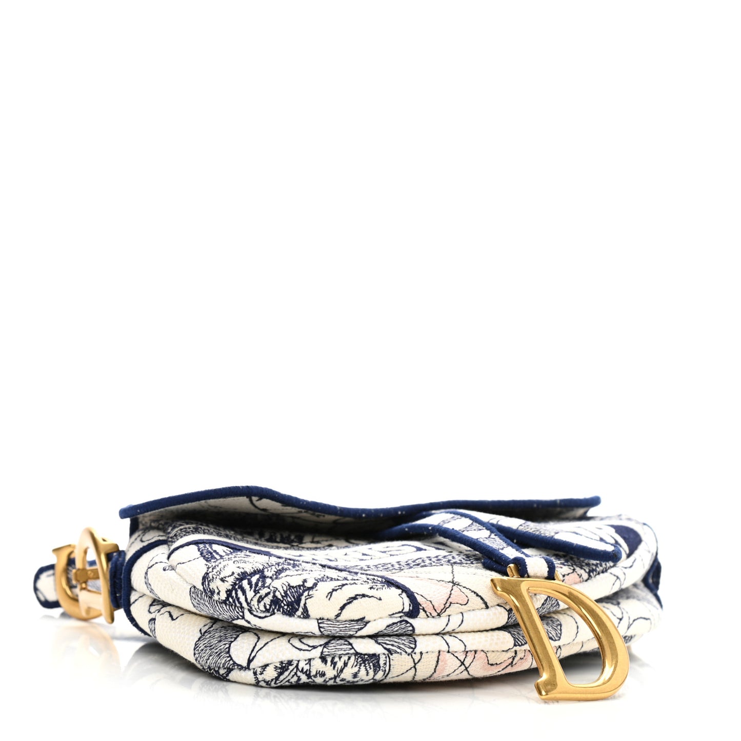 CHRISTIAN D Canvas Embroidered Around the World Saddle Bag Blue