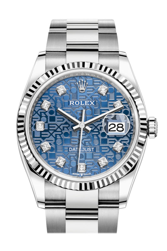 Rlx Datejust 36 Blue Jubilee Diamond Dial Automatic Watch 126234