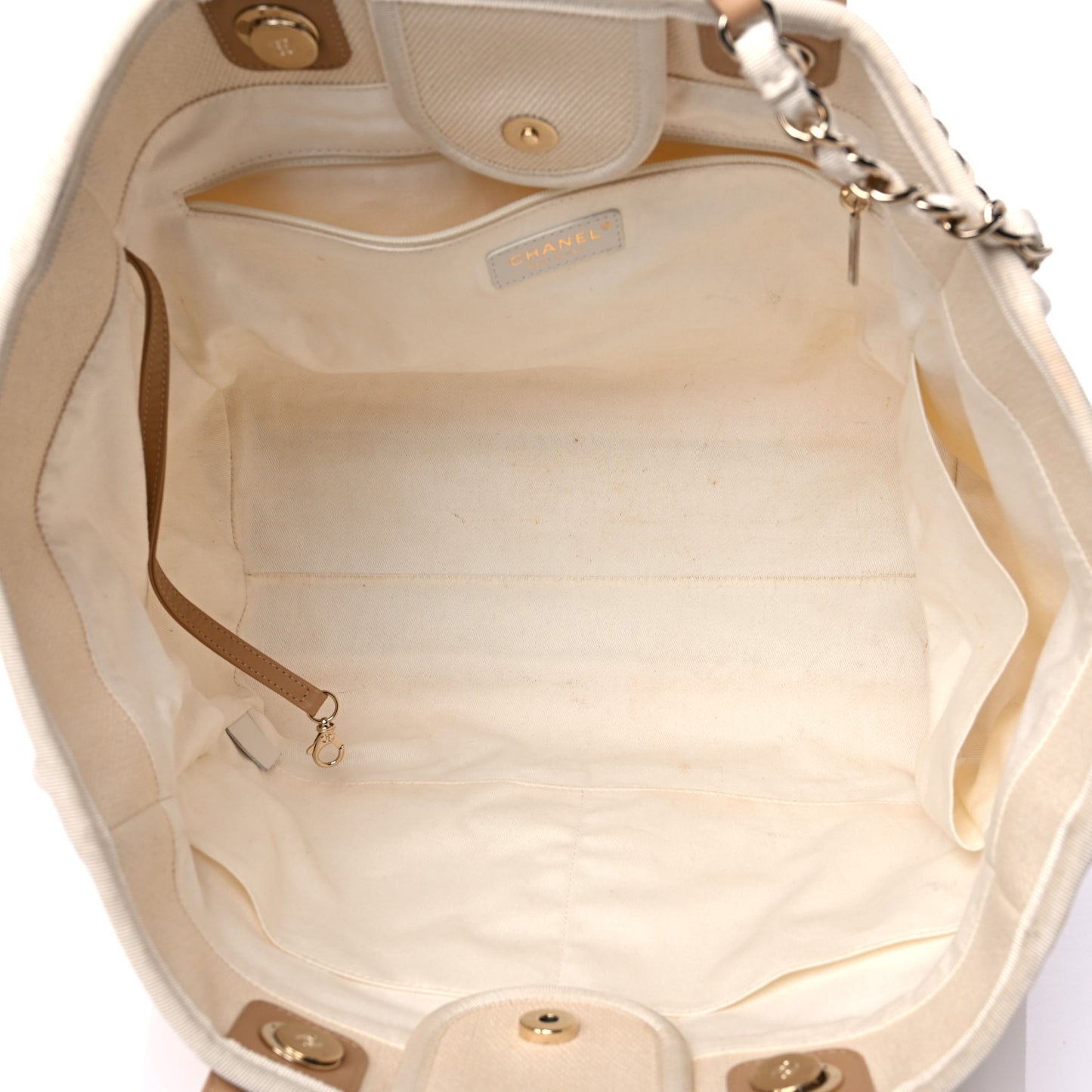 cc Canvas Pearl Large Deauville Tote Ecru Beige