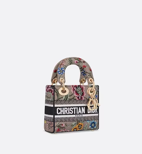 MINI LADY D-LITE BAG Pink Multicolor D Petites Fleurs Embroidery