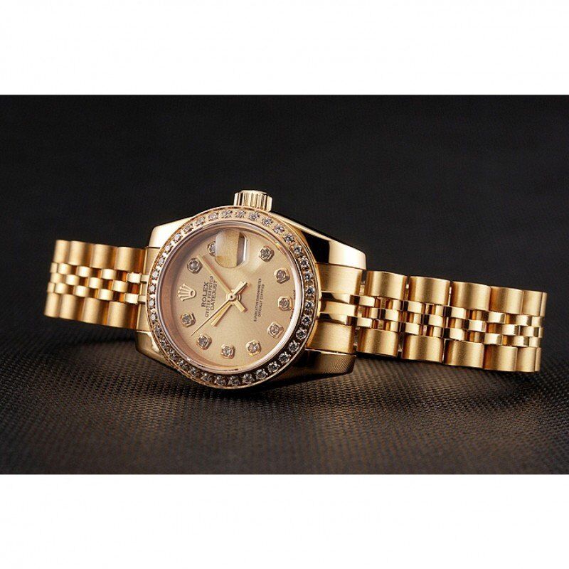Swiss Rw Lady-Datejust Champagne Dial Diamond Bezel Gold Jubilee Bracelet 1454096