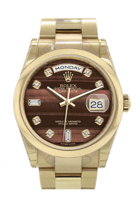 RLX Day-Date 36 Bulls eye Diamonds Dial Yellow Gold Watch 118208